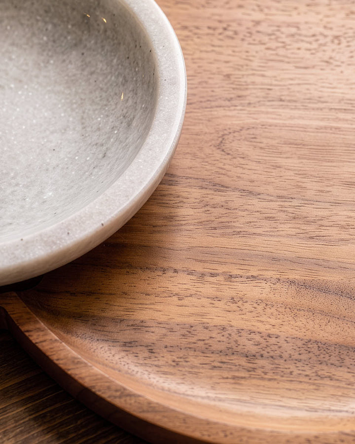 Wooden Serving Platter with Marble Dish