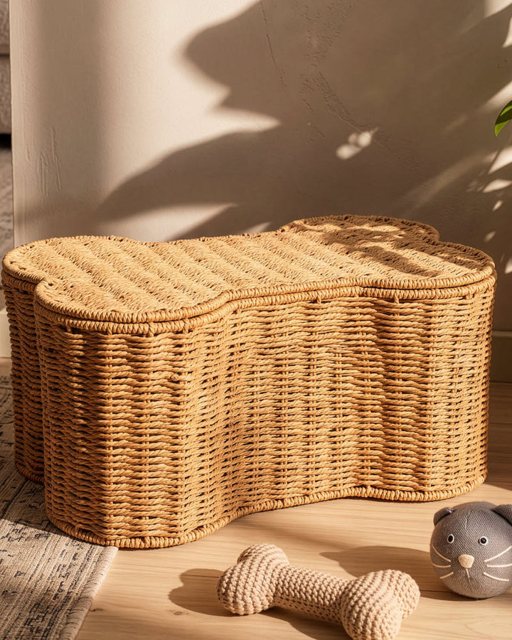 Set of 2 Rattan Bone Baskets