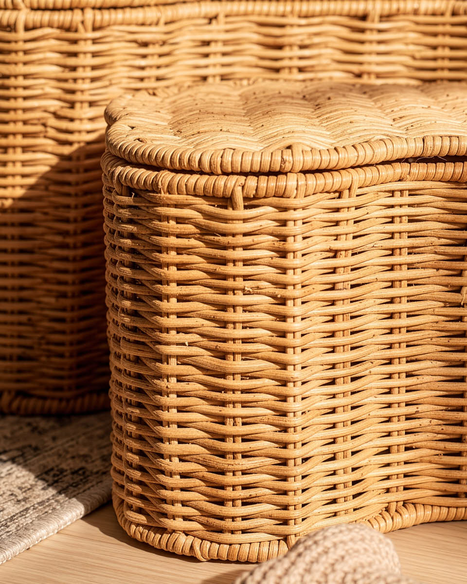 Set of 2 Rattan Bone Baskets