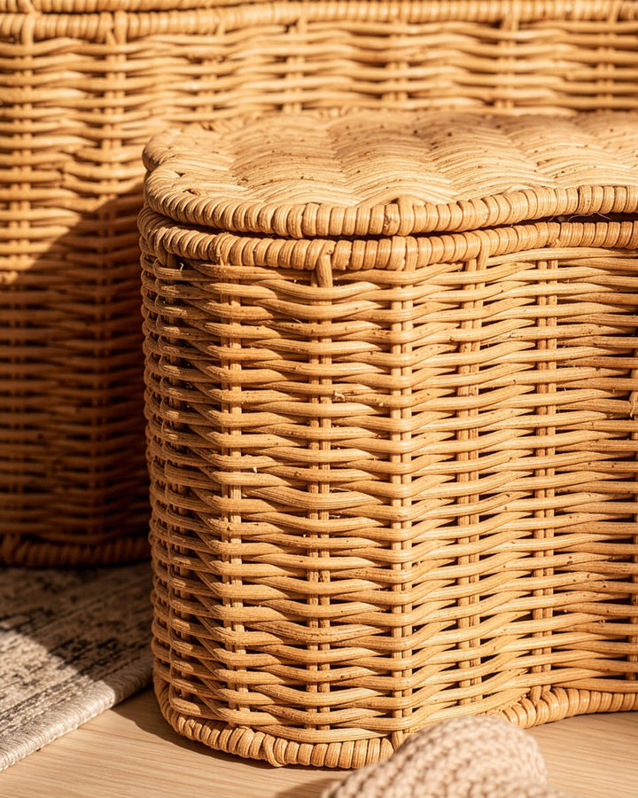Set of 2 Rattan Bone Baskets
