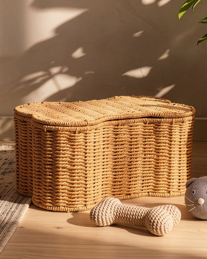 Set of 2 Rattan Bone Baskets