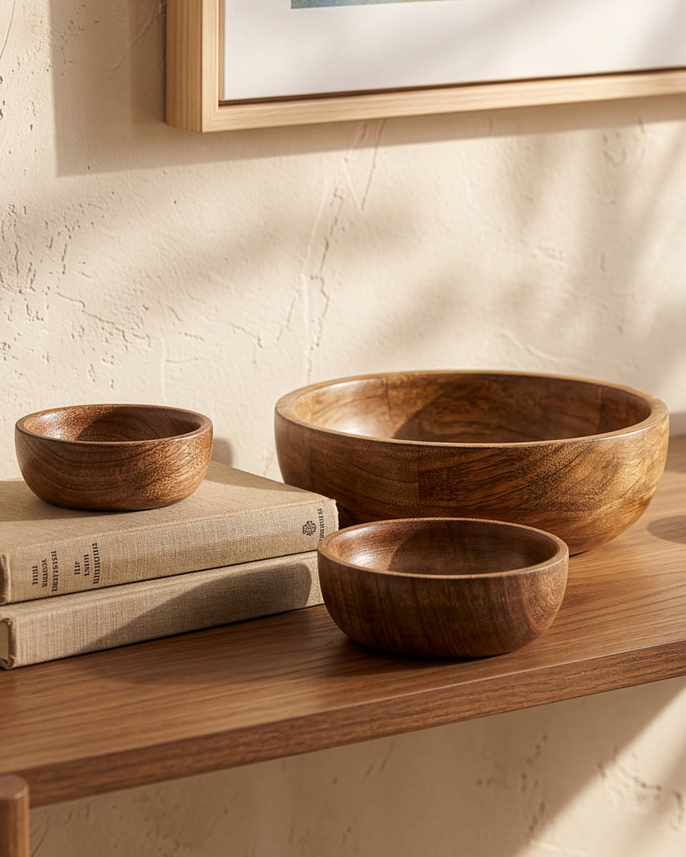 3pc Mango Wood Bowl Set