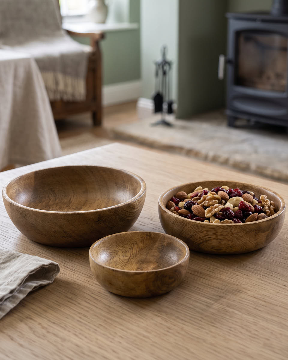 3pc Mango Wood Bowl Set