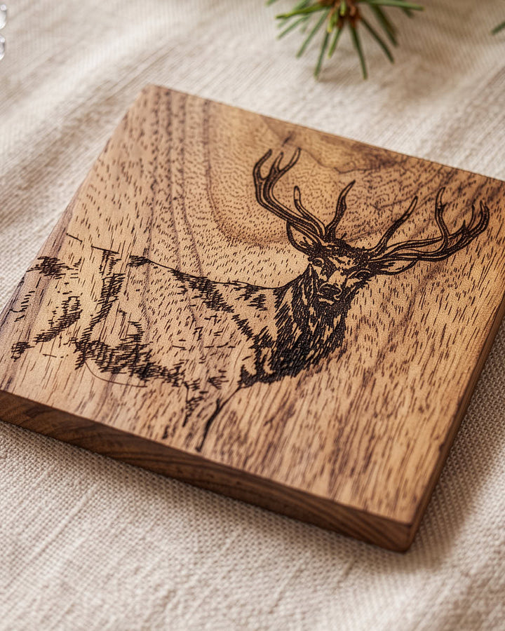 Engraved Stag Coaster Set of 4