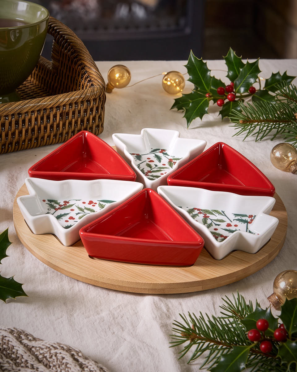 6pc Christmas Tree Tapas Dish Set