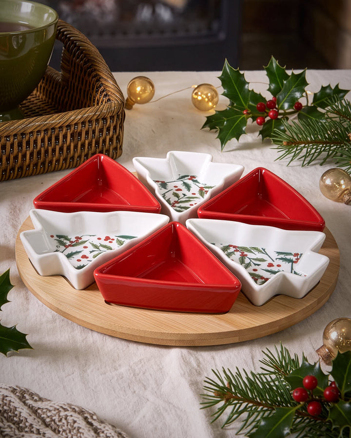6pc Christmas Tree Tapas Dish Set