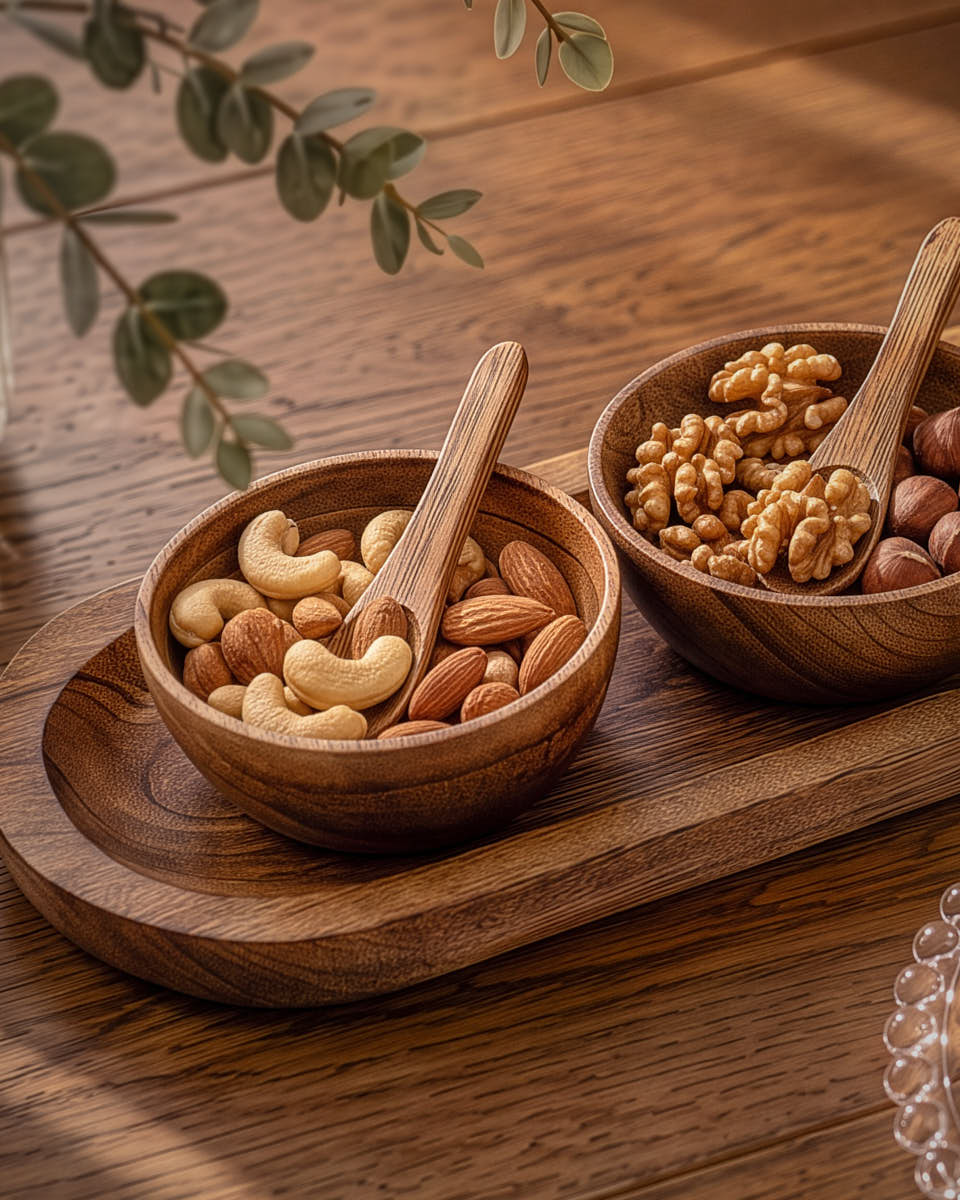 Mango Wood Serving Bowls On Tray
