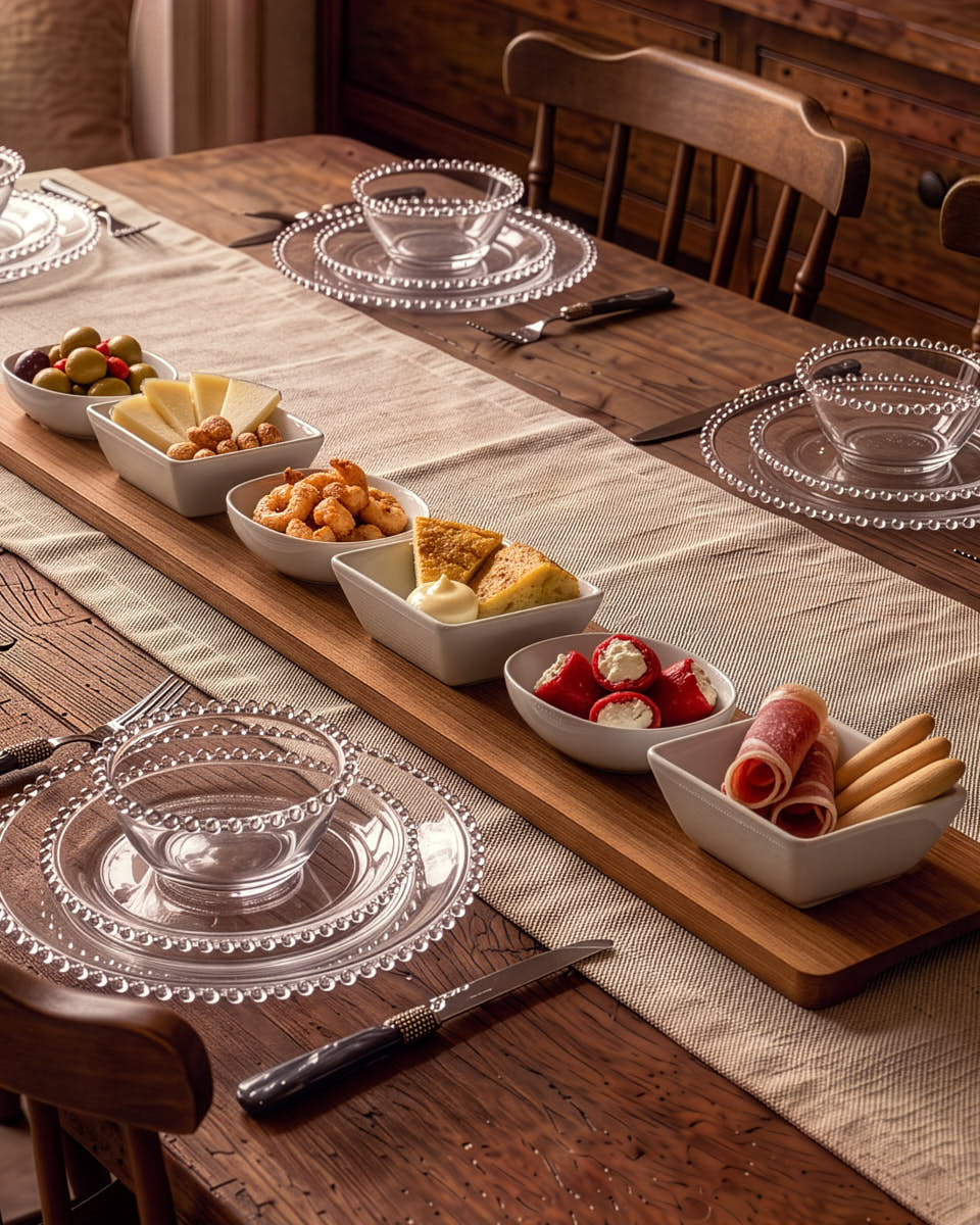 6pc Tapas Dish Set on Acacia Platter