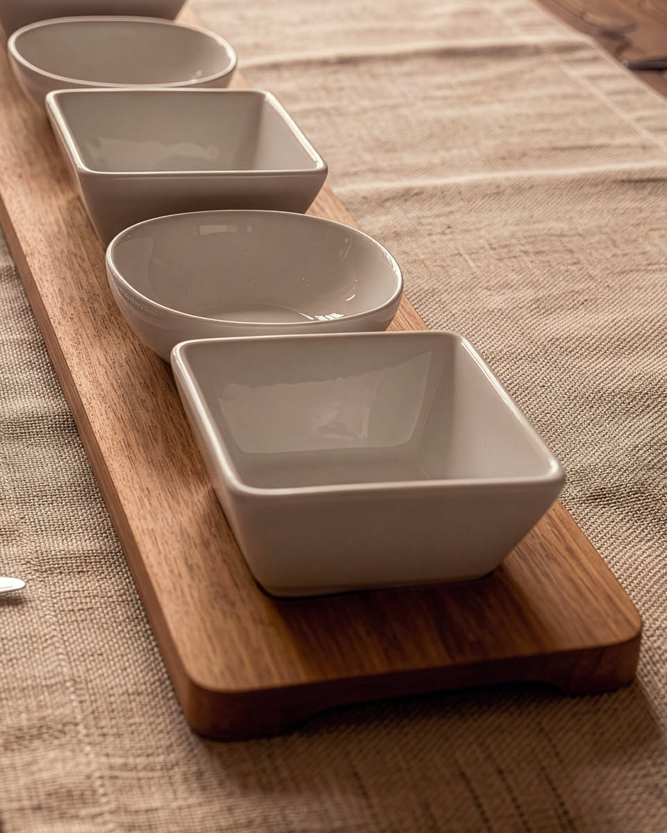 6pc Tapas Dish Set on Acacia Platter