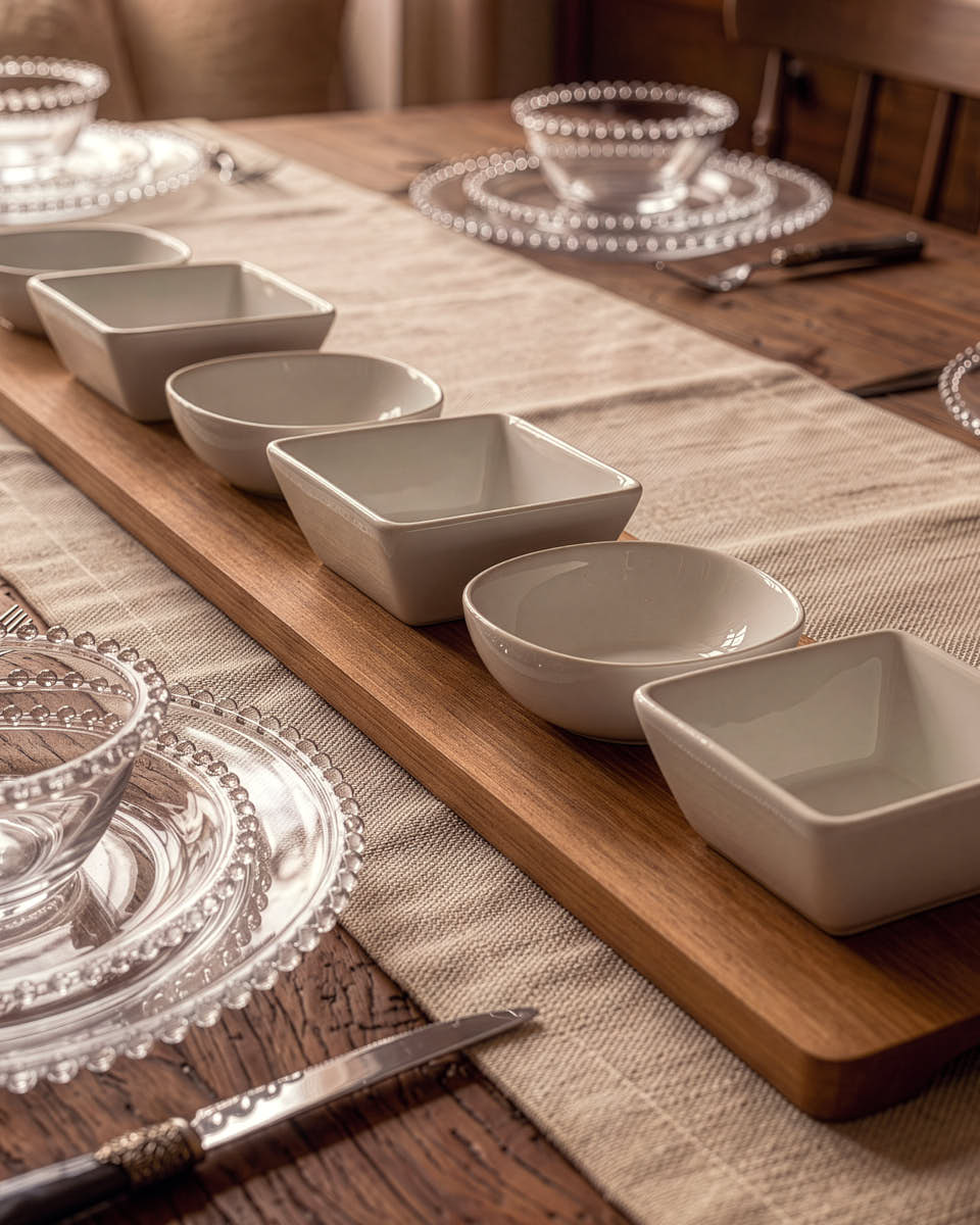 6pc Tapas Dish Set on Acacia Platter