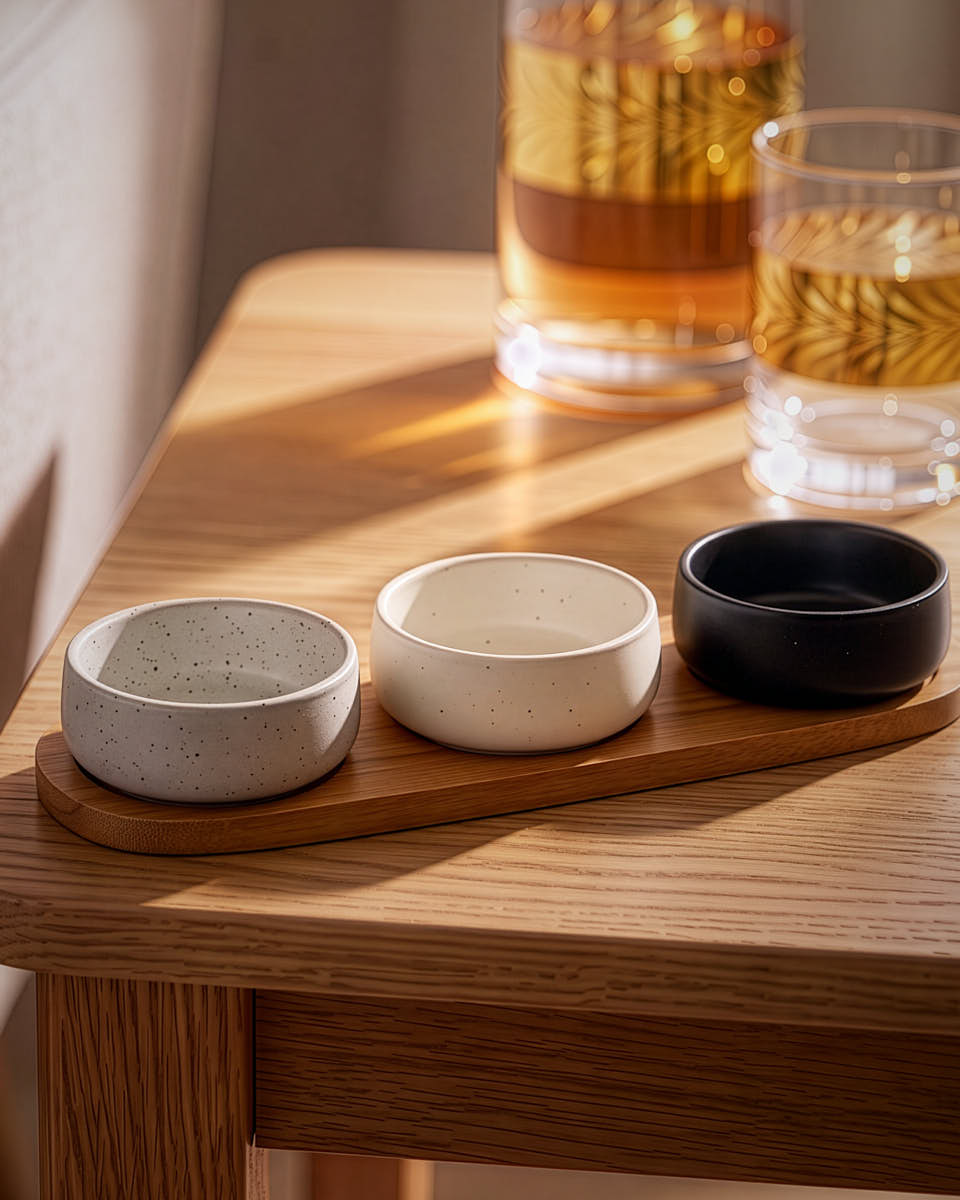 3pc Tapas Dish Set on Acacia Platter