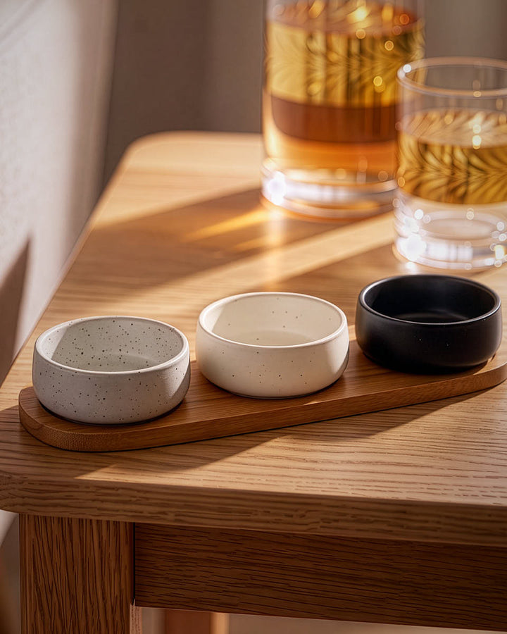 3pc Tapas Dish Set on Acacia Platter