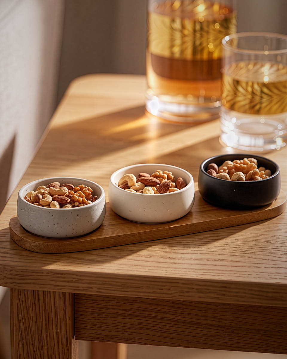 3pc Tapas Dish Set on Acacia Platter