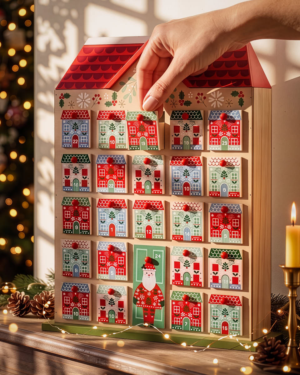 Wooden Townhouse Reusable Advent Calendar