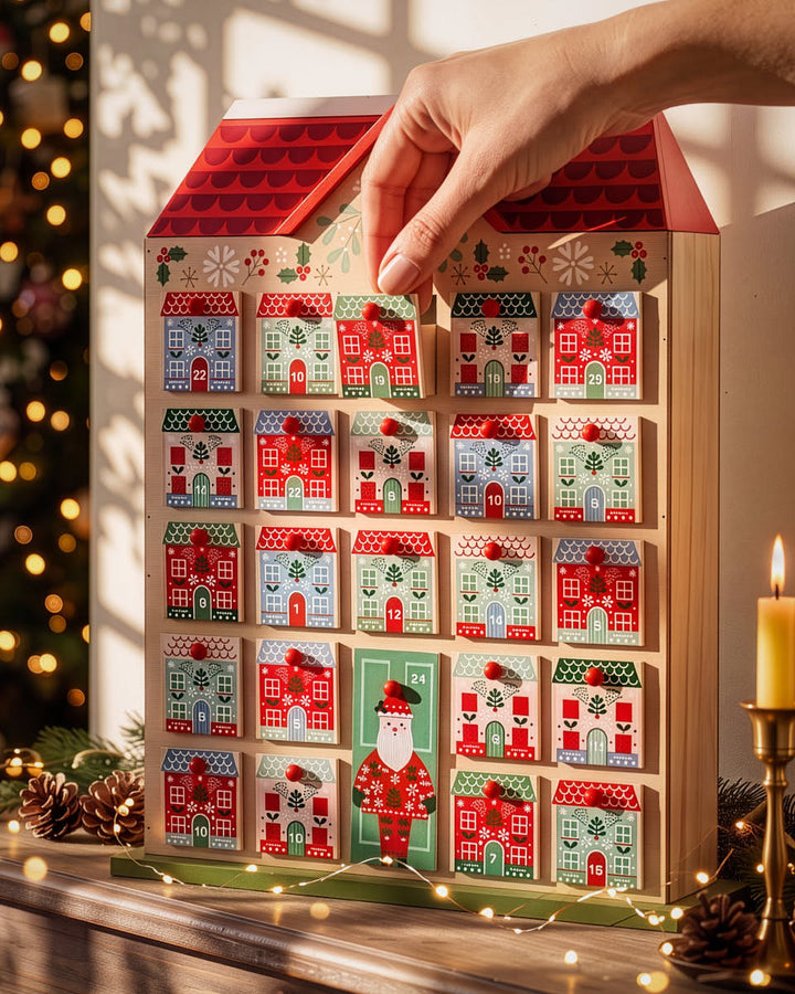 Wooden Townhouse Reusable Advent Calendar