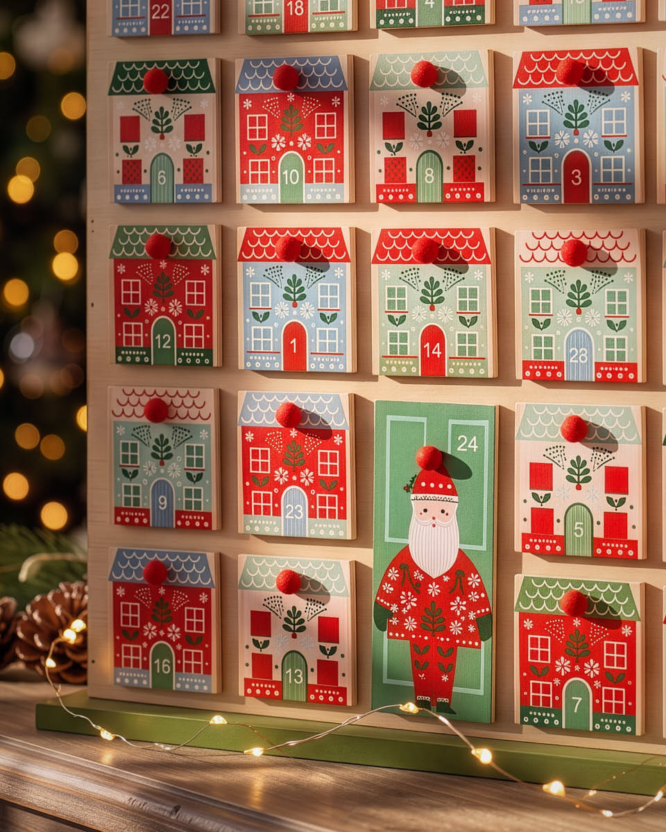 Wooden Townhouse Reusable Advent Calendar