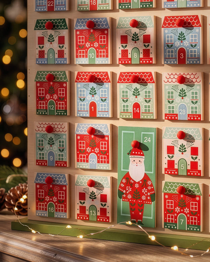 Wooden Townhouse Reusable Advent Calendar