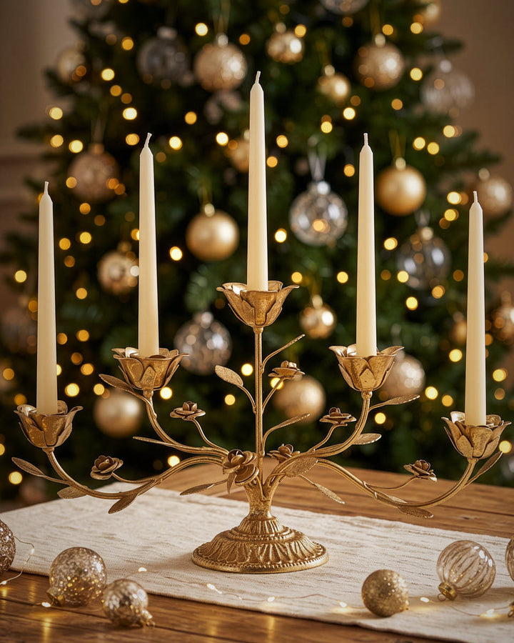 Aged Gold Floral Candelabra