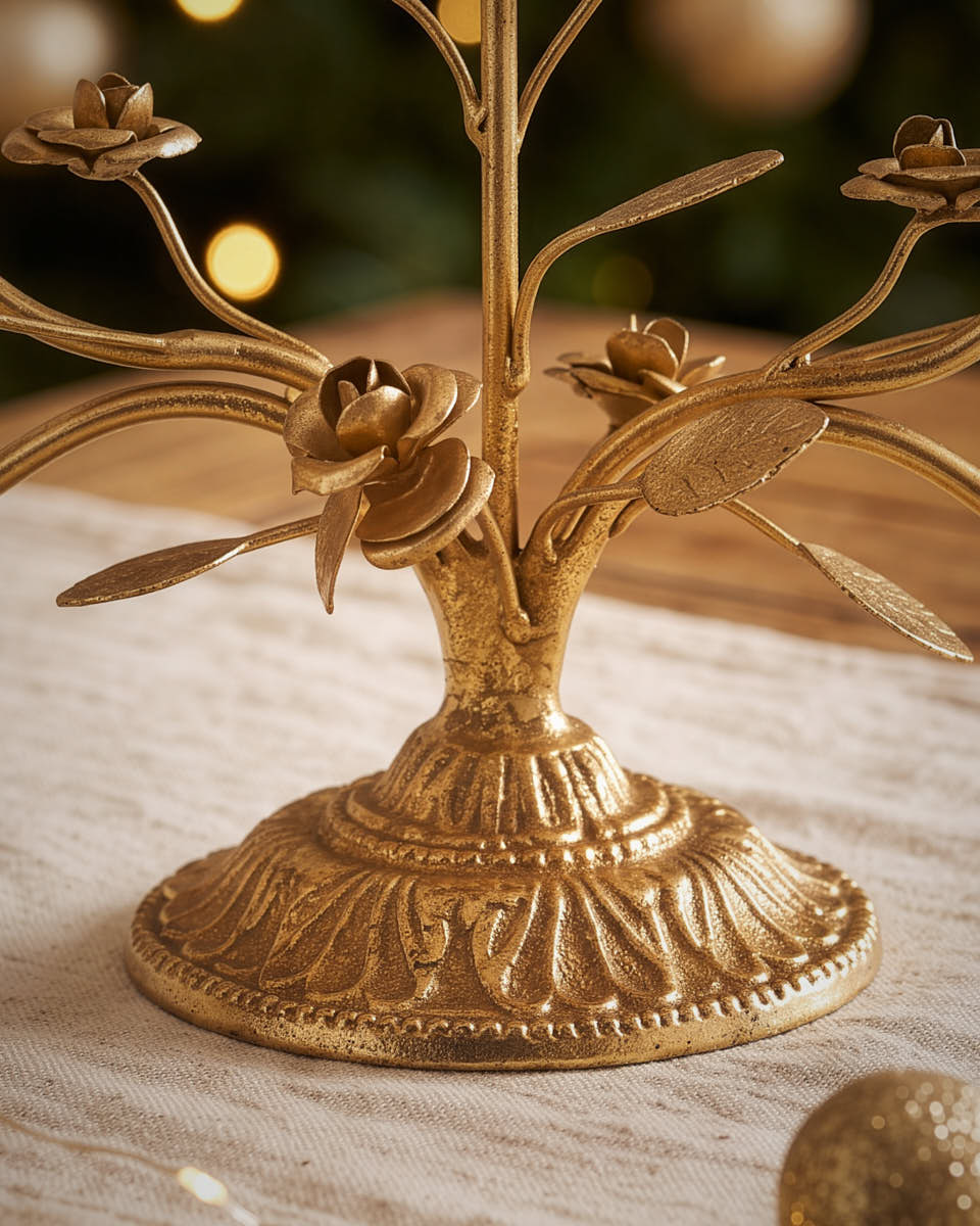 Aged Gold Floral Candelabra