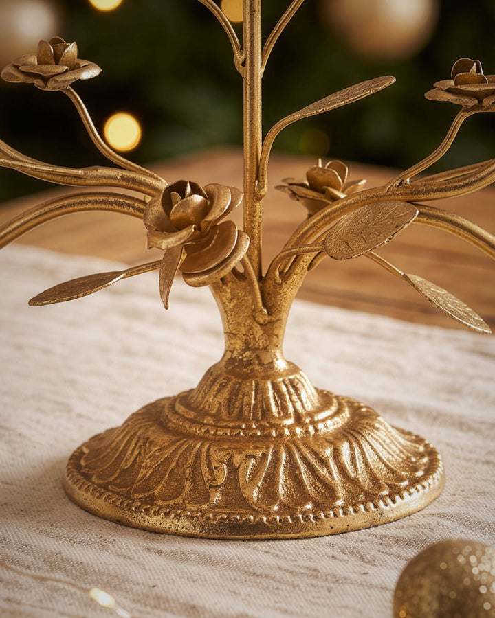 Aged Gold Floral Candelabra