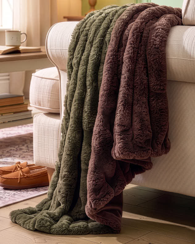 Textured Luxe Faux Fur Throw Collection