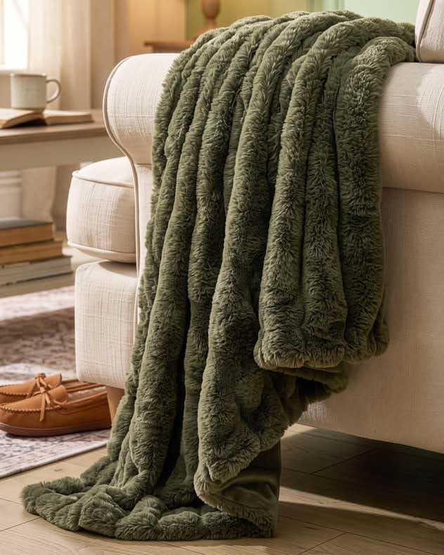 Textured Luxe Faux Fur Throw Collection