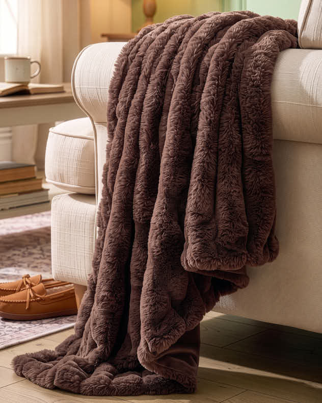Textured Luxe Faux Fur Throw Collection