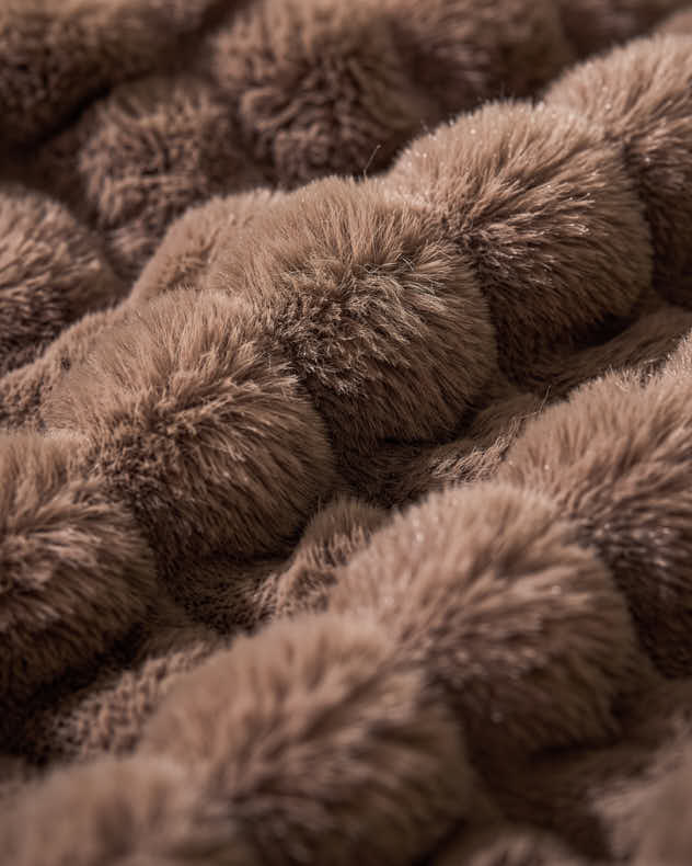 Chestnut Brown Textured Luxe Faux Fur Throw