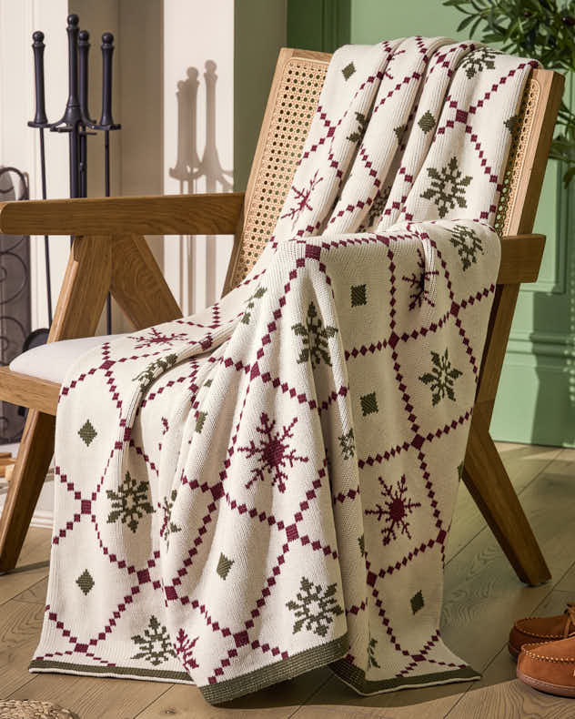 Christmas Snowflake Knitted Throw