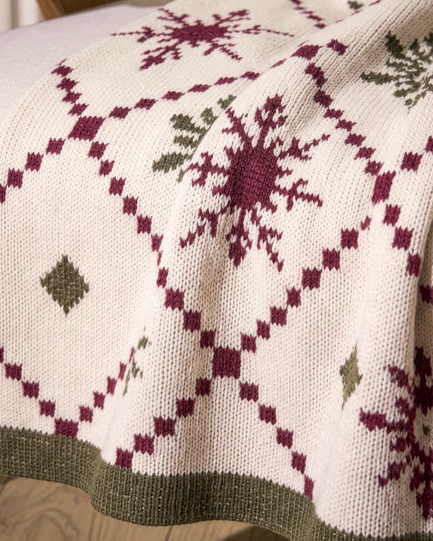 Christmas Snowflake Knitted Throw