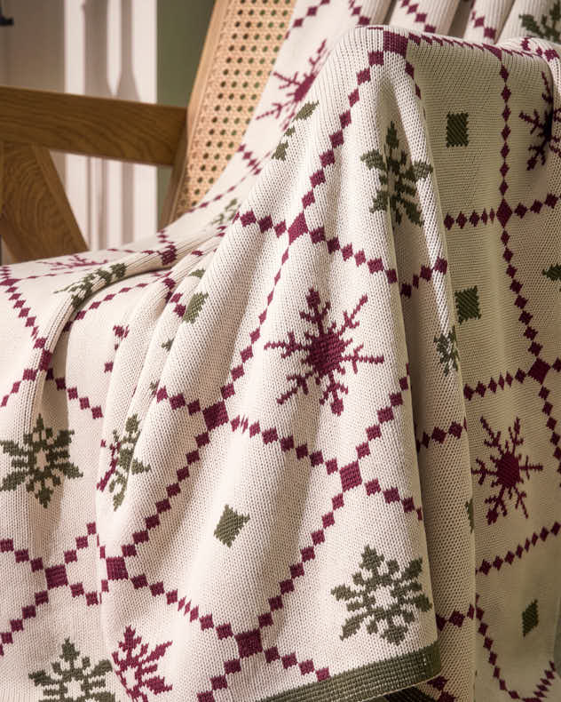 Christmas Snowflake Knitted Throw