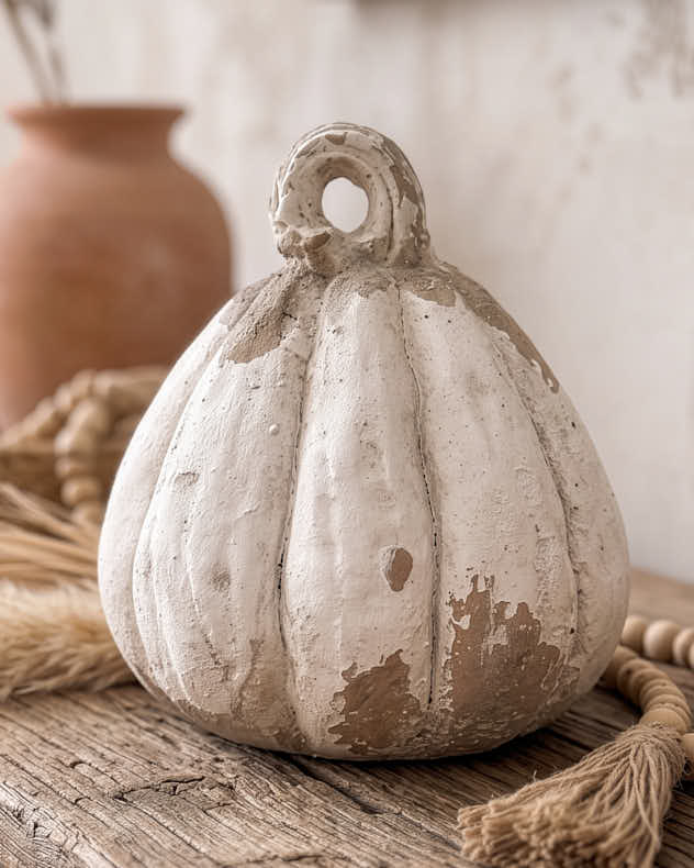 Rustic White Decorative Pumpkin Small