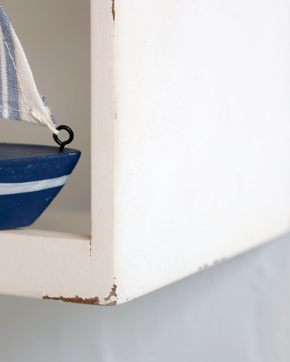White 6 Compartment Wall Shelf