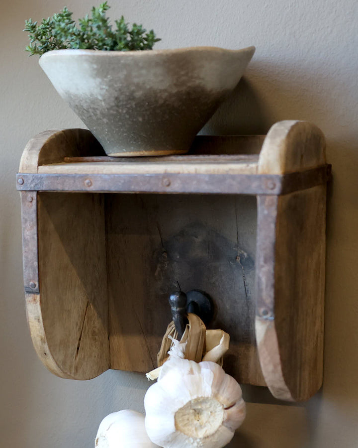 Reclaimed Wood Wall Hook Shelf