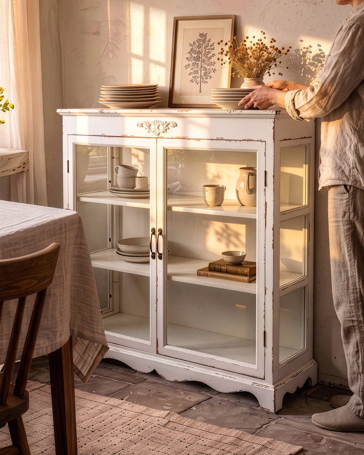 French Country Footed Cabinet
