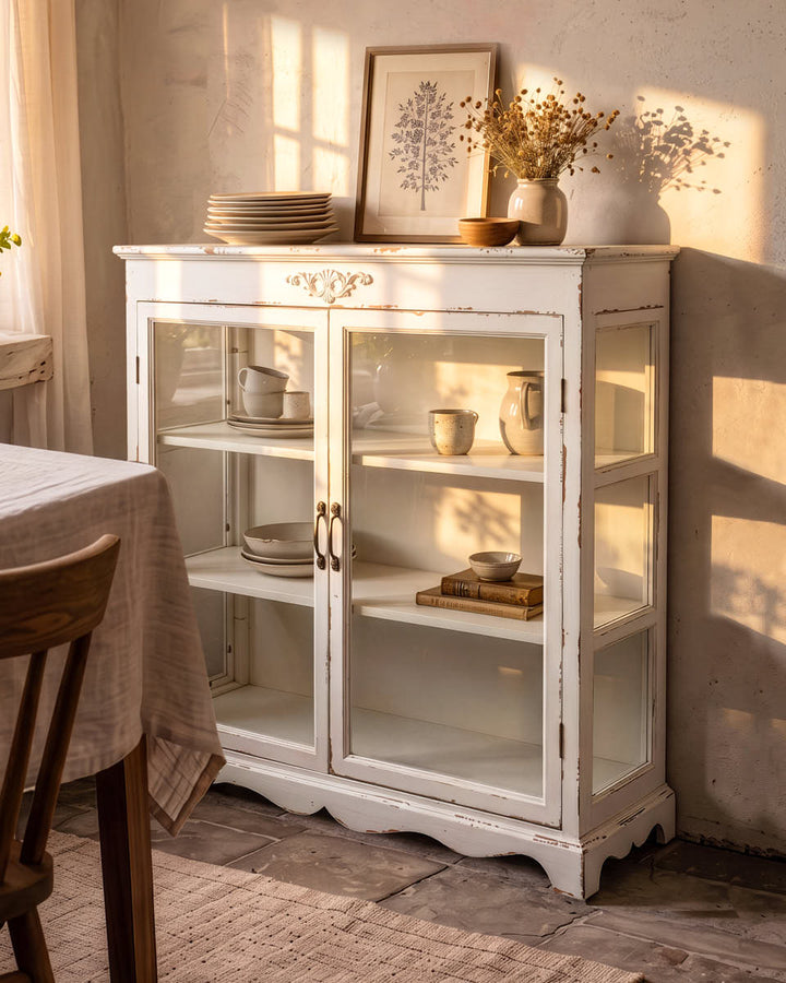 French Country Footed Cabinet