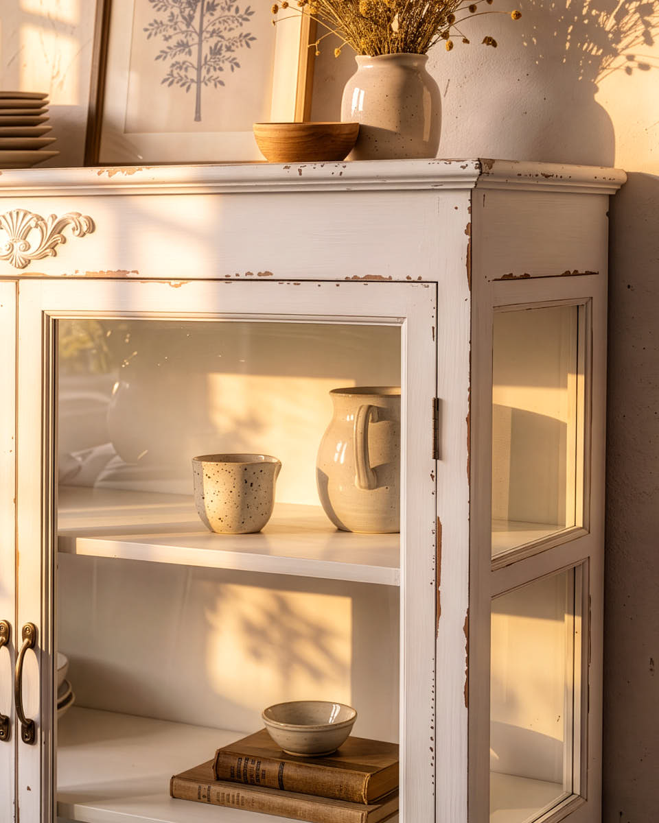 French Country Footed Cabinet