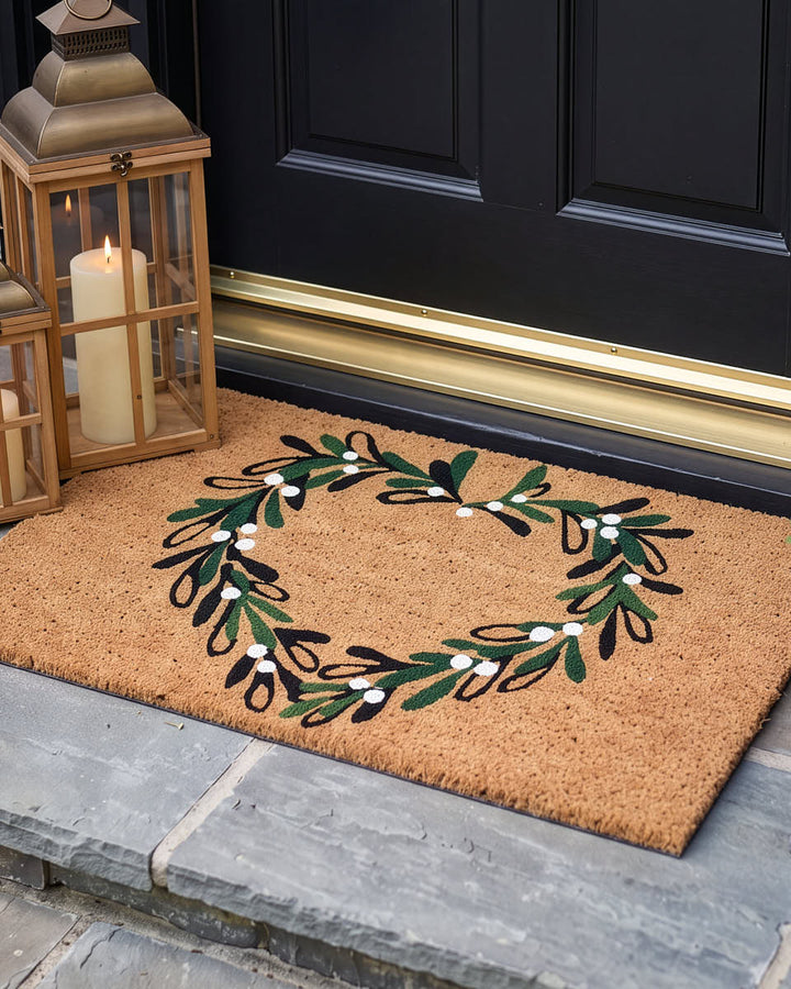 Mistletoe Wreath Coir Doormat