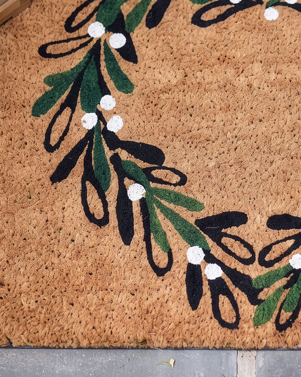 Mistletoe Wreath Coir Doormat