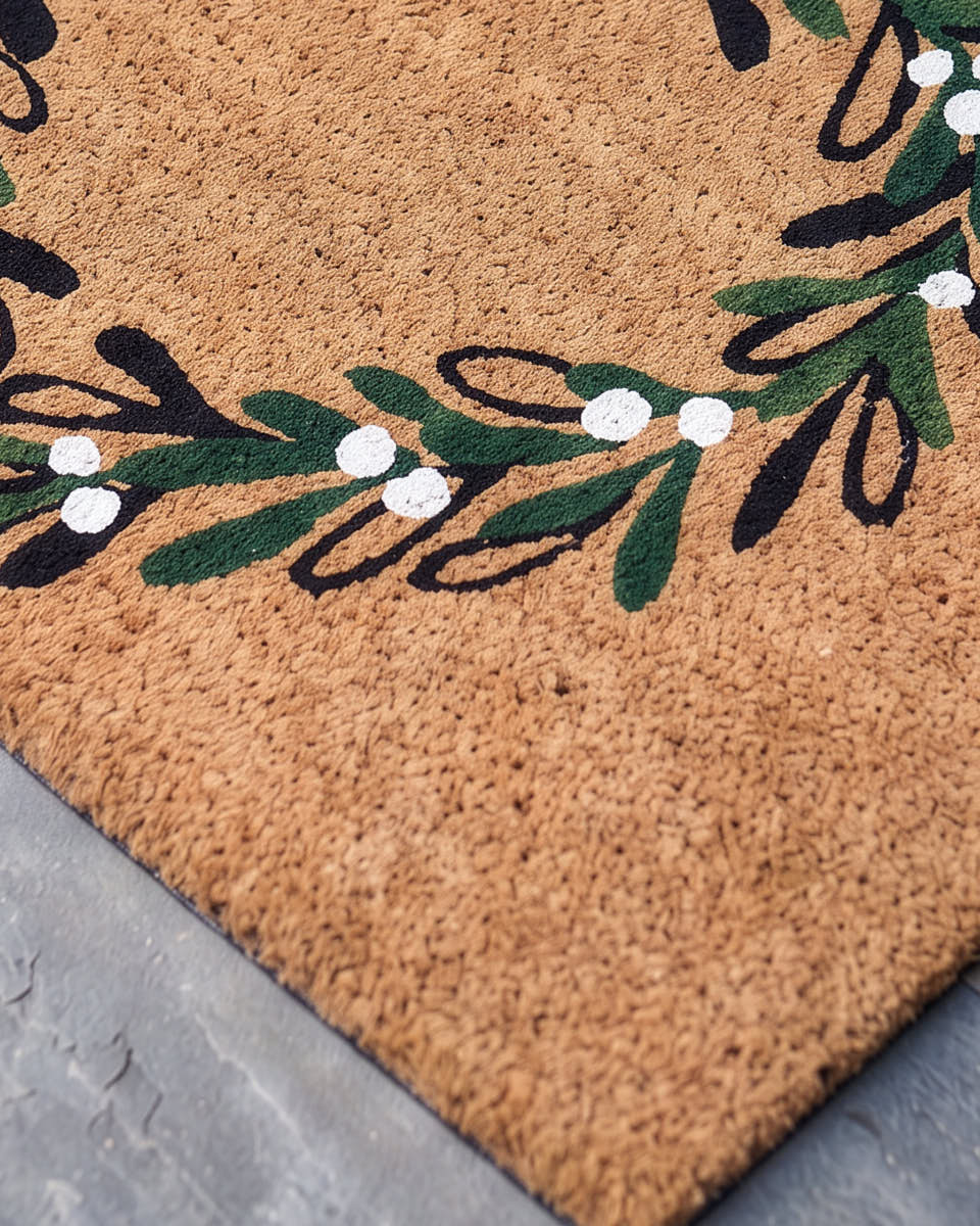 Mistletoe Wreath Coir Doormat