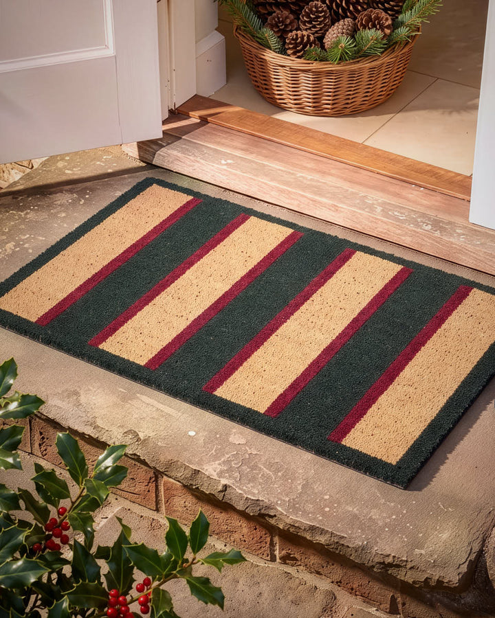 Festive Striped Coir Doormat