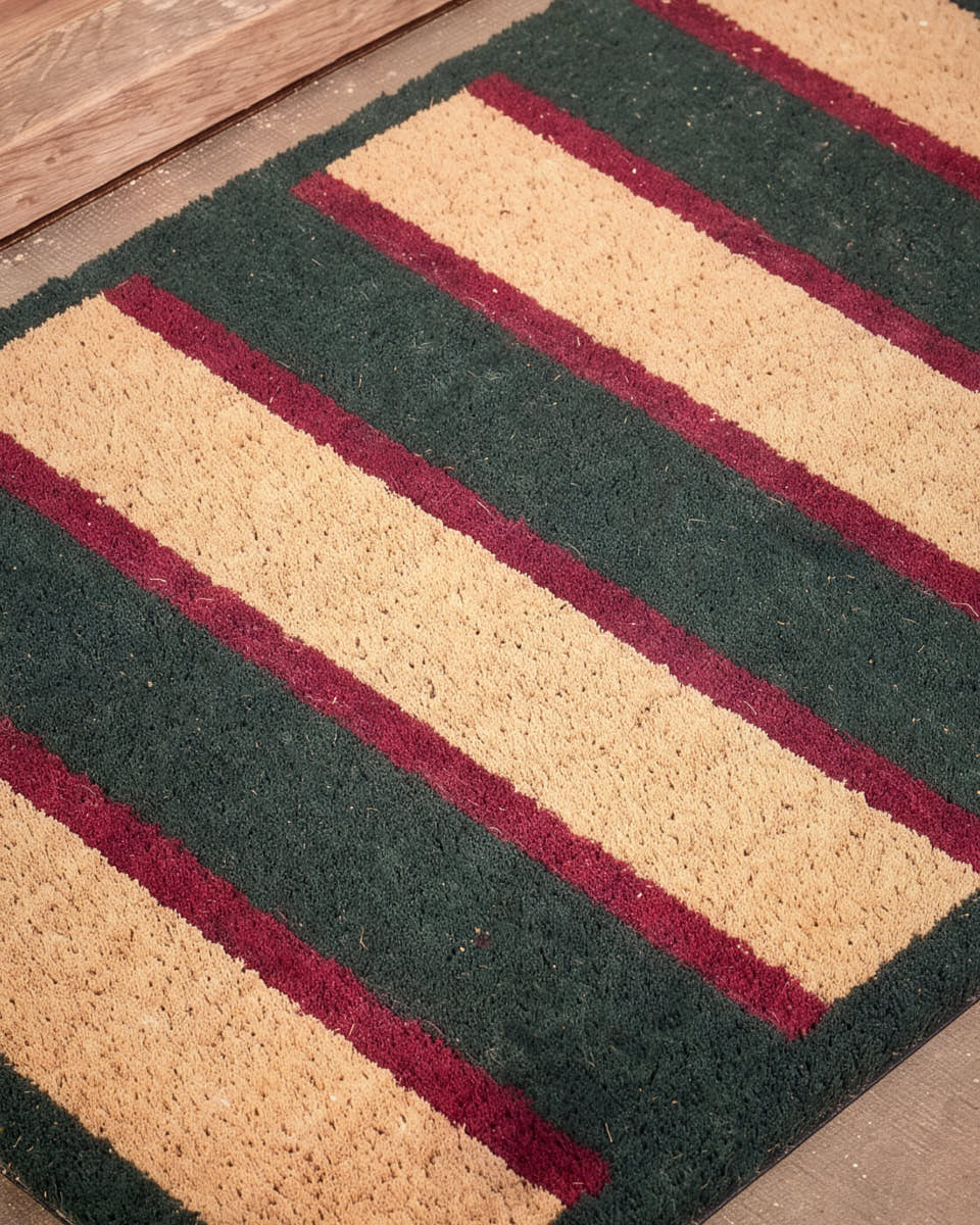 Festive Striped Coir Doormat