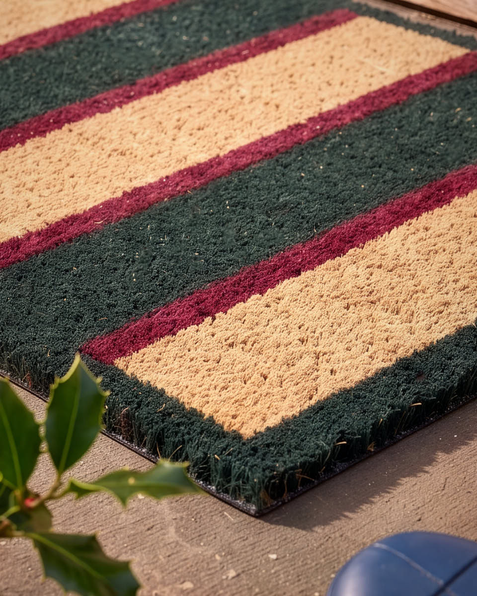 Festive Striped Coir Doormat