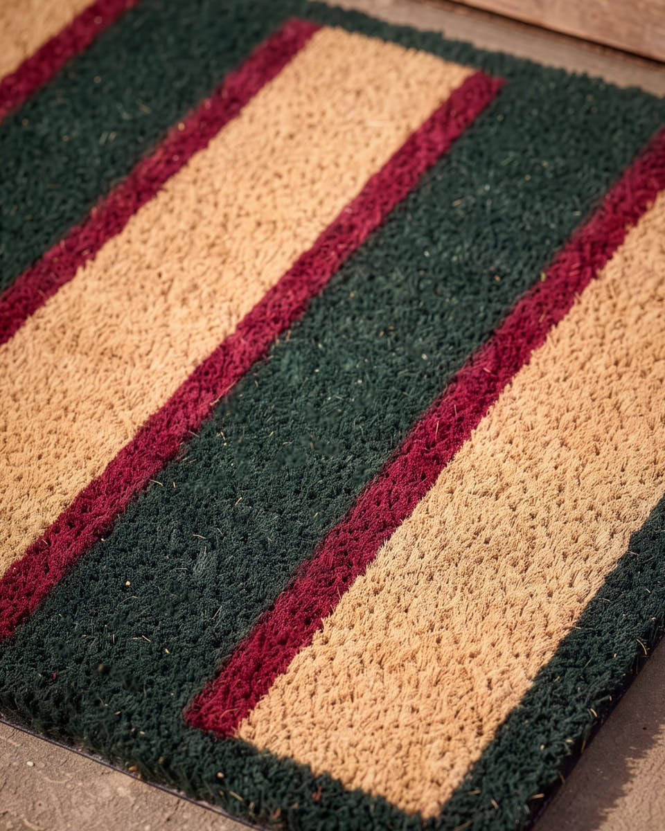Festive Striped Coir Doormat