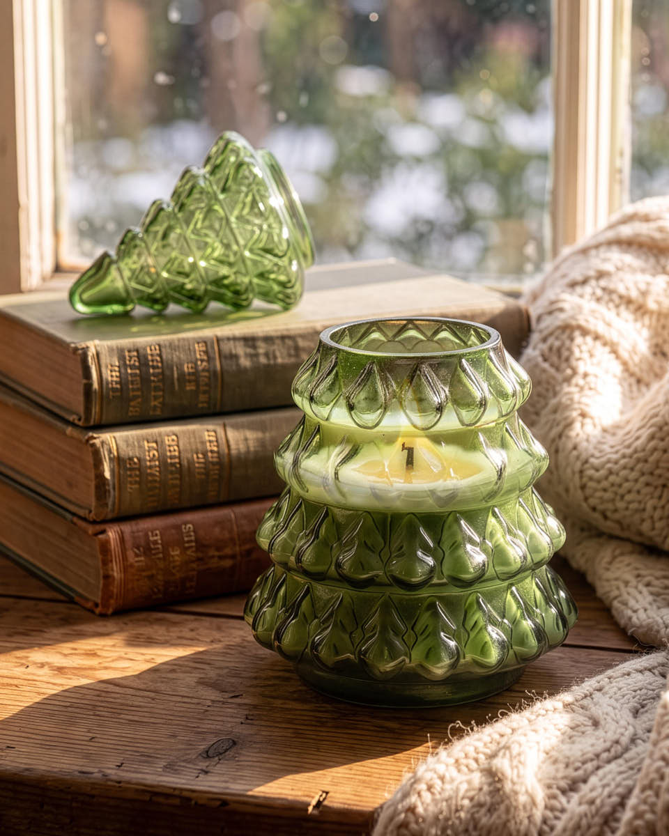 Glass Christmas Tree Candle