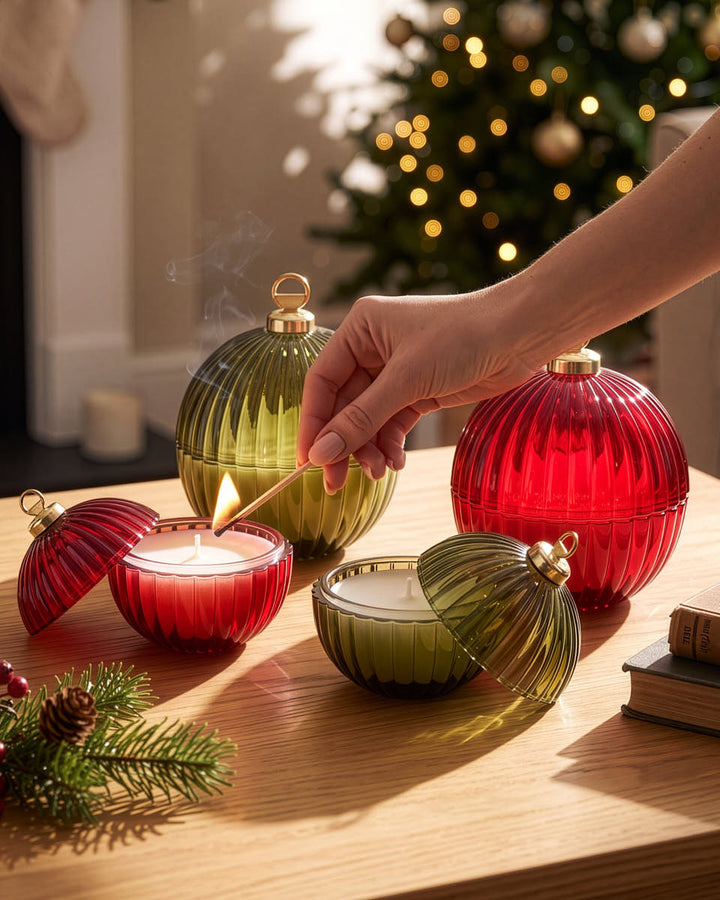 Set of 6 Glass Bauble Candles
