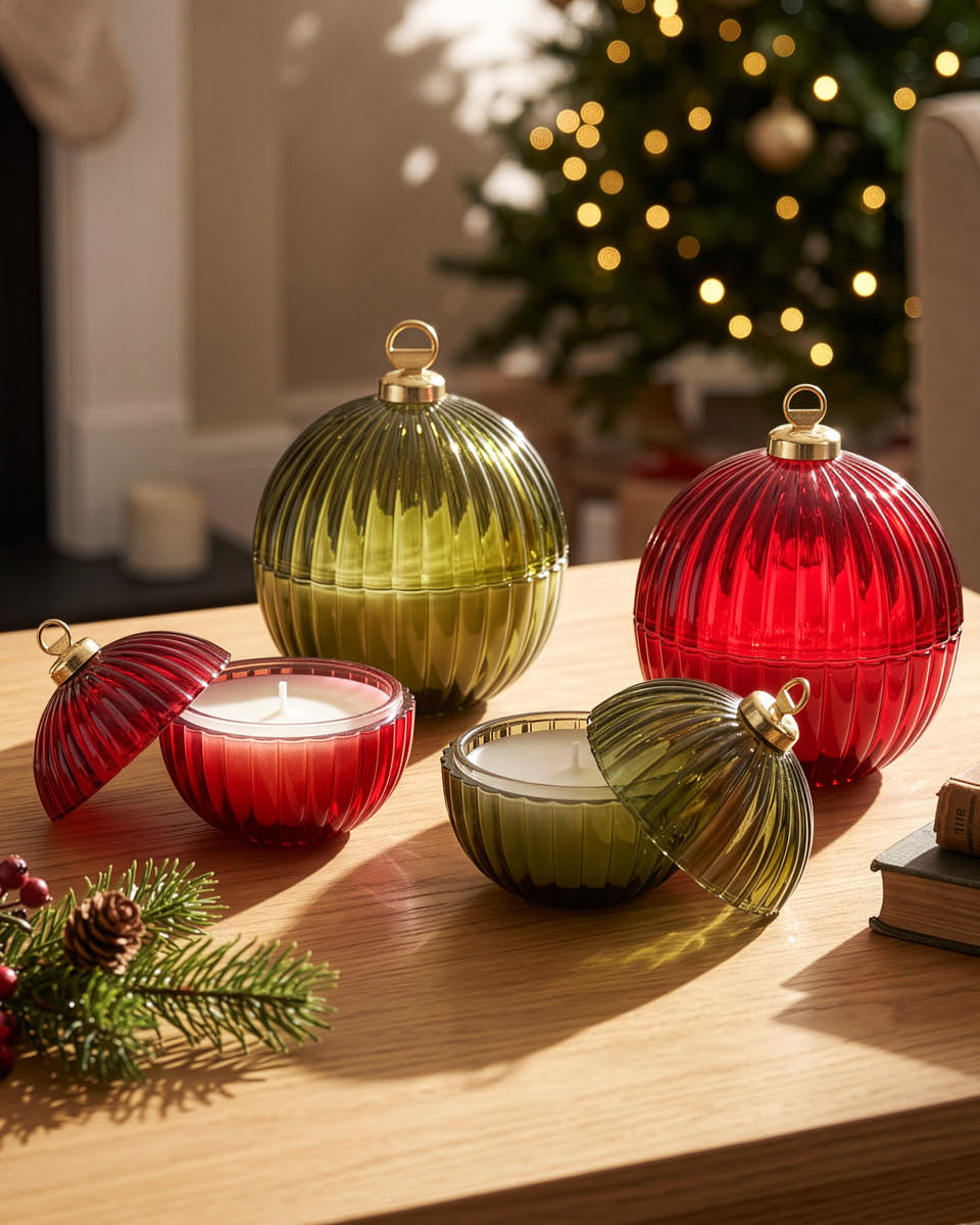 Set of 6 Glass Bauble Candles
