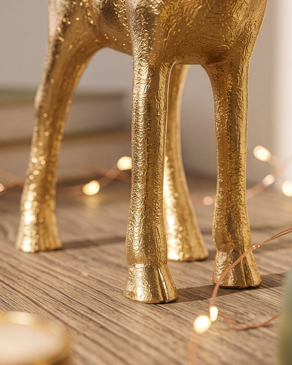 Gold Reindeer Candle Holder