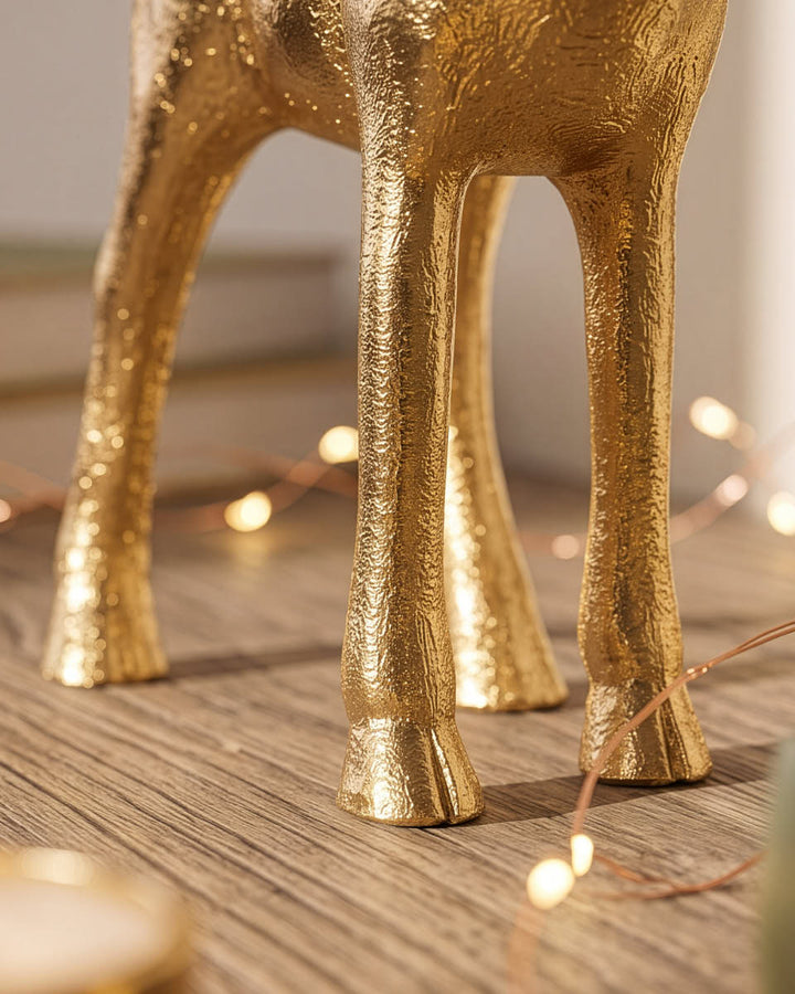 Gold Reindeer Candle Holder