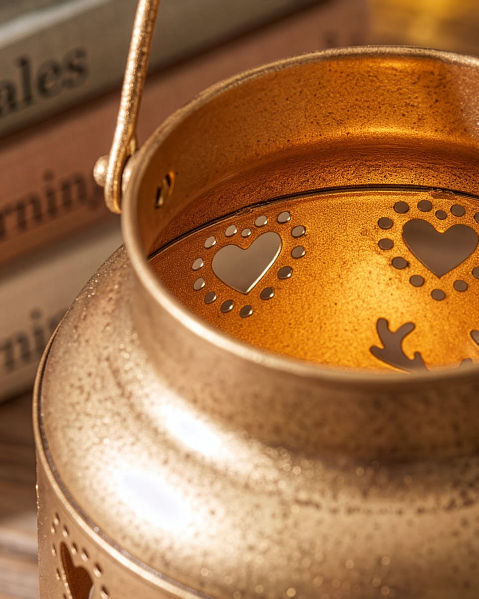Gold Cut Out Candle Lantern